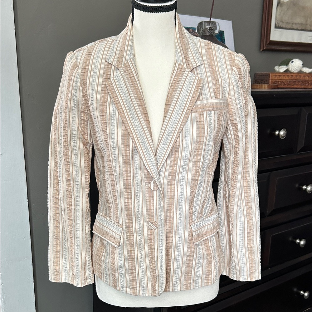 Club Monaco Beige Striped Blazer